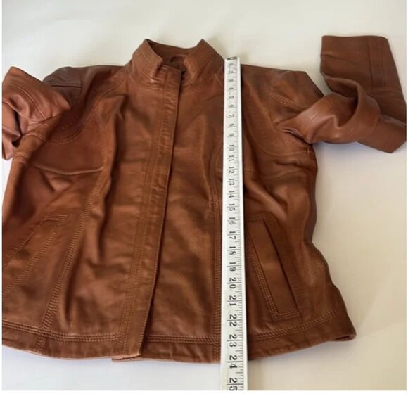 NWT Quince Leather Stand-Collar Jacket Cognac Brown Size Large - Picture 12 of 15